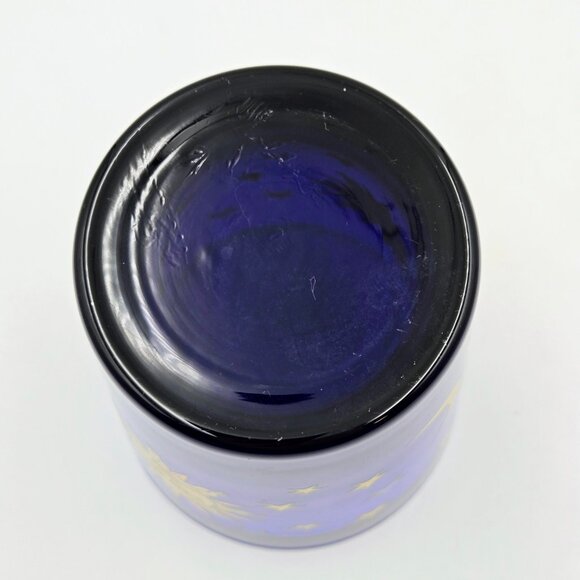 Libbey Celestial Sun Moon Stars Cobalt Blue Old Fashioned Glass Friends Yellow - Picture 11 of 11